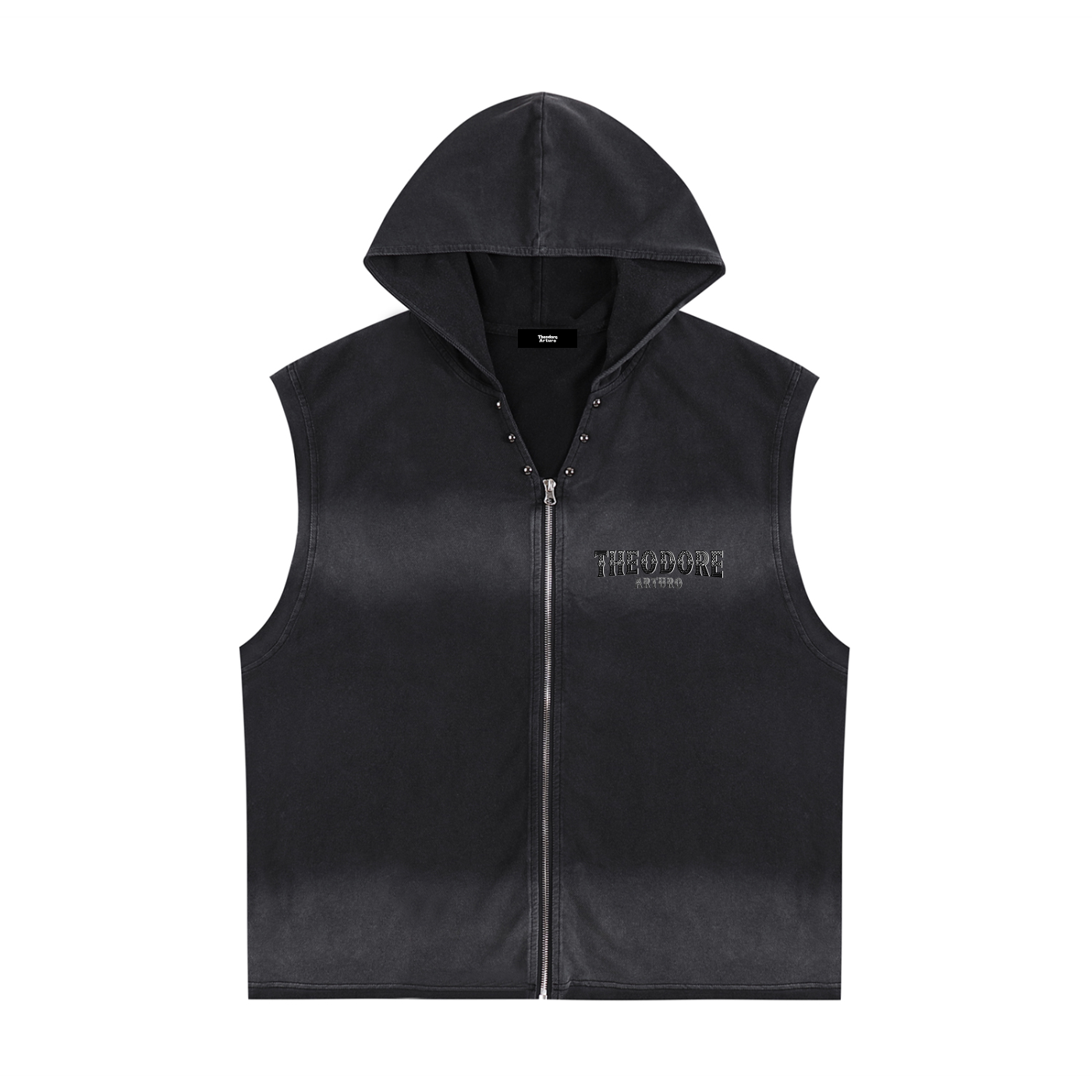 Vintage Washed Zip-Up Hooded Tank Top