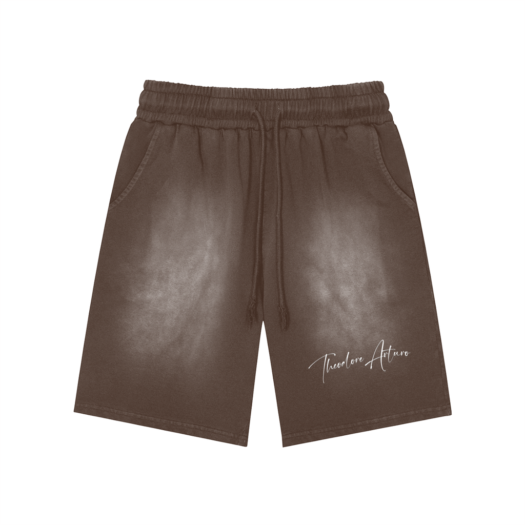 Rectangle Patch Monkey Washed Shorts