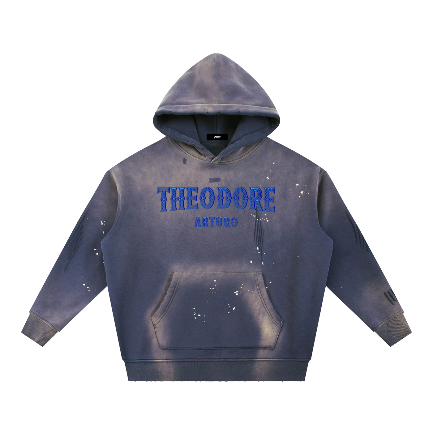 Vintage Washed Frayed Fleece Hoodie