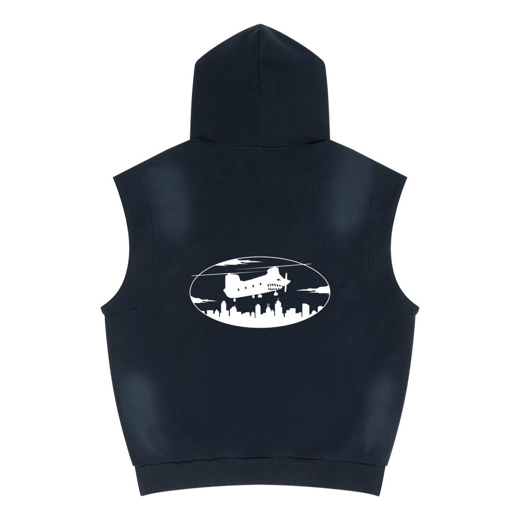 Unisex Vintage Wash Sun Fade Sleeveless Hoodie