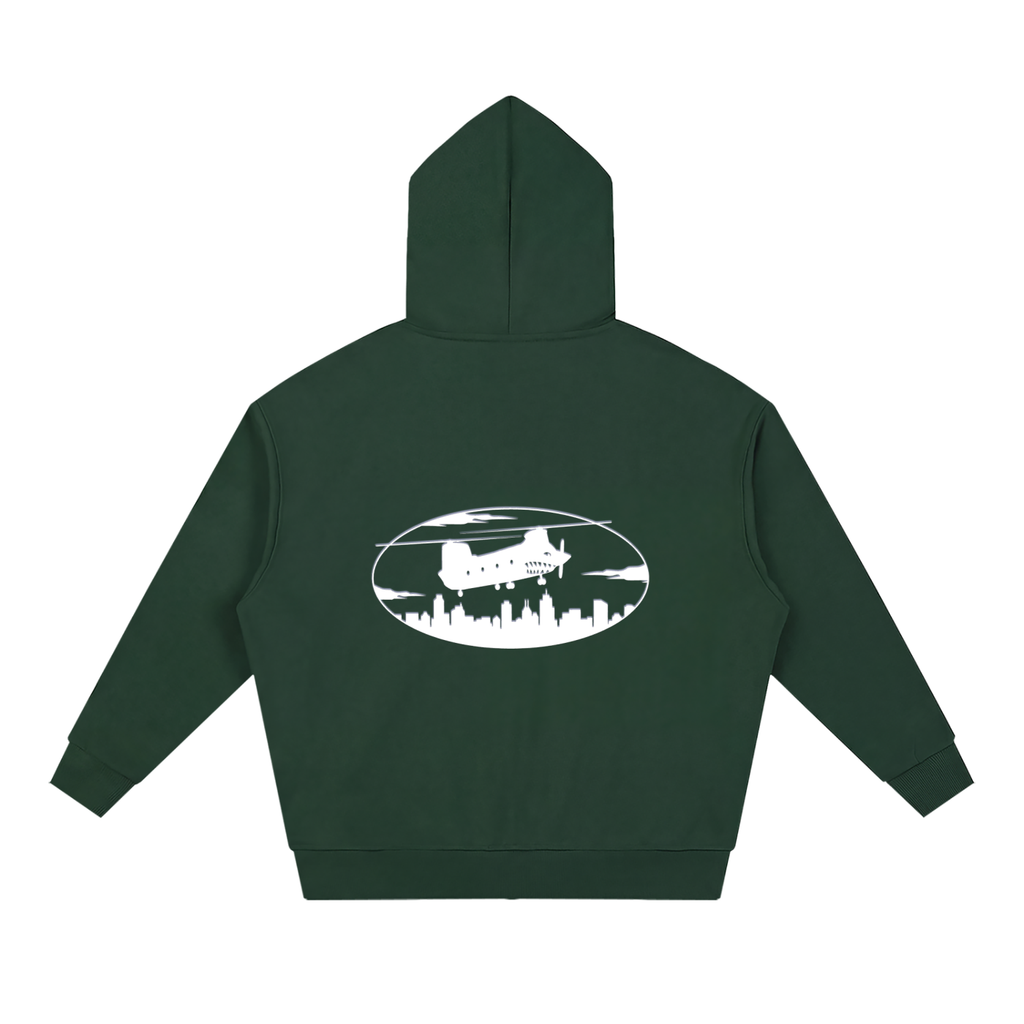 Unisex Loose Solid Full Zip Hoodie