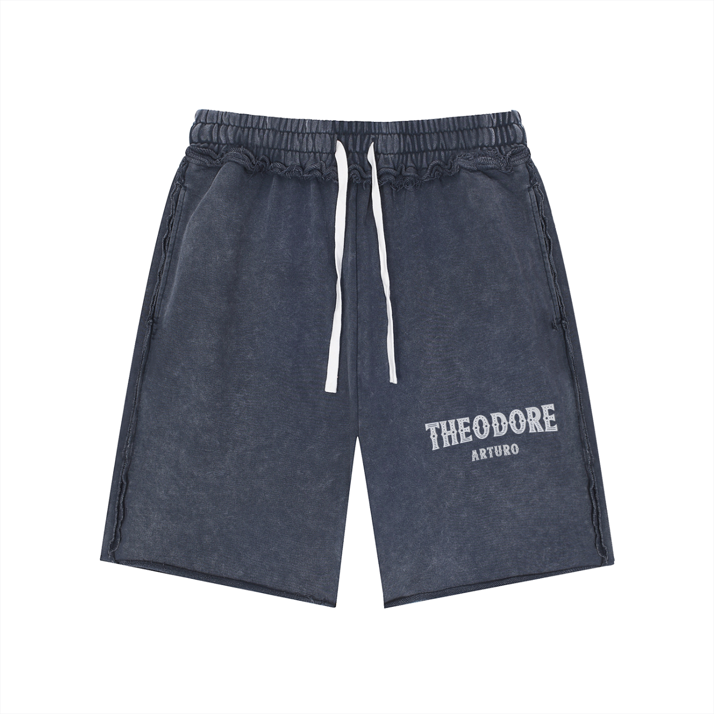 Unisex Mineral Wash Raw Edge Shorts