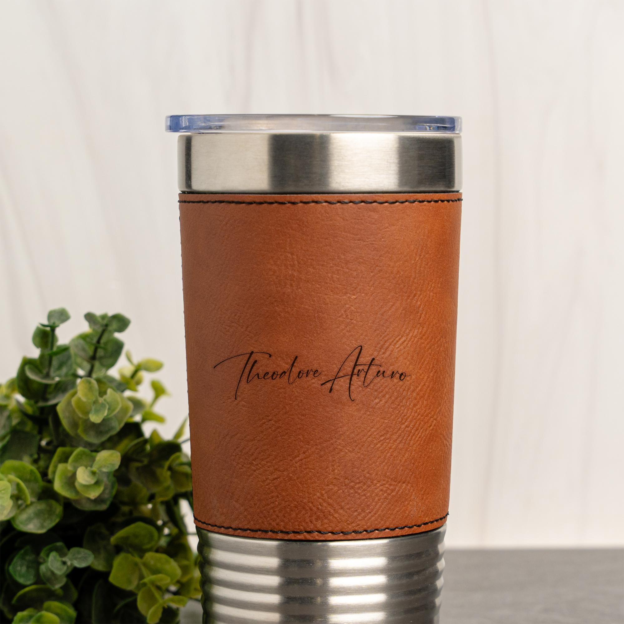 20oz Leather Wrapped Tumbler