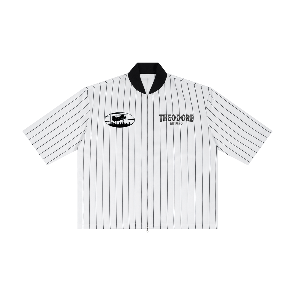 Unisex Striped Full-Zip Baseball Jersey