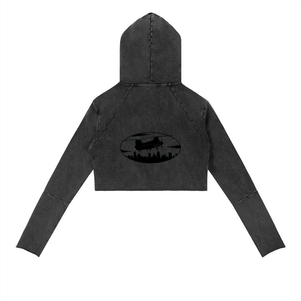 Vintage Washed Raw Edge Hoodie Woman