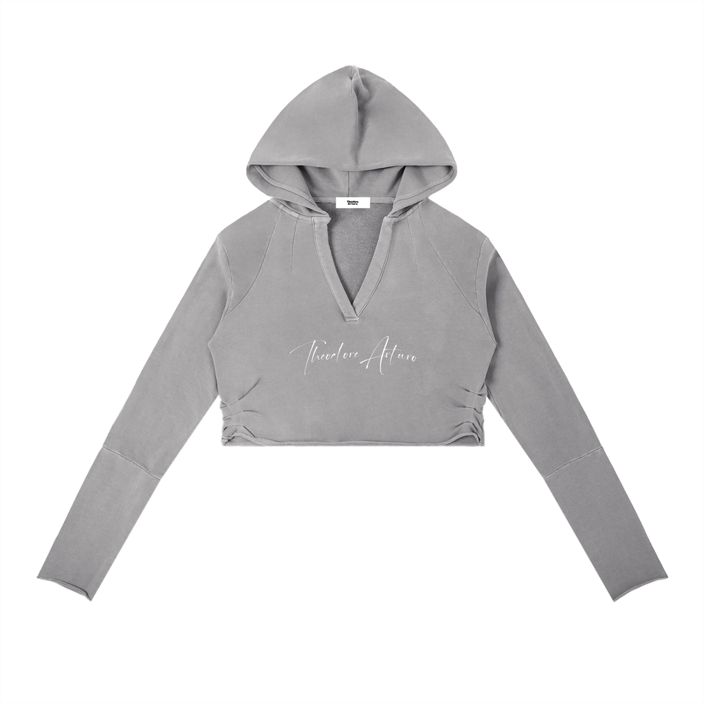 Vintage Washed Raw Edge Hoodie Woman
