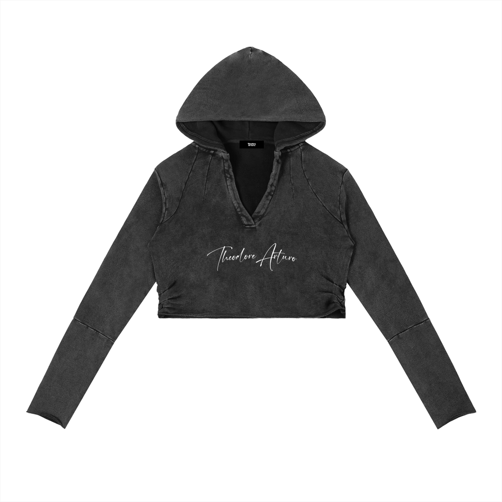 Vintage Washed Raw Edge Hoodie Woman