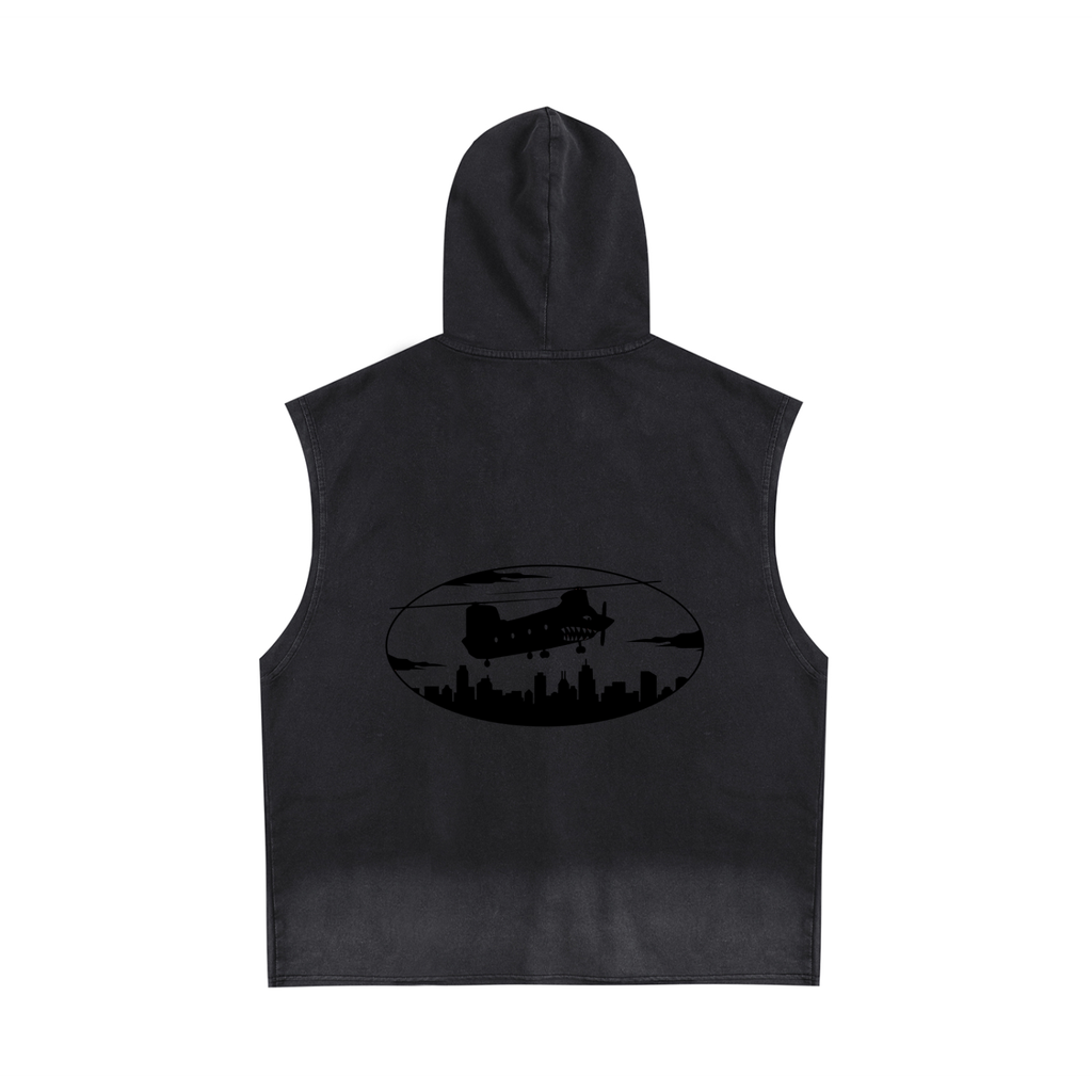 Vintage Washed Zip-Up Hooded Tank Top