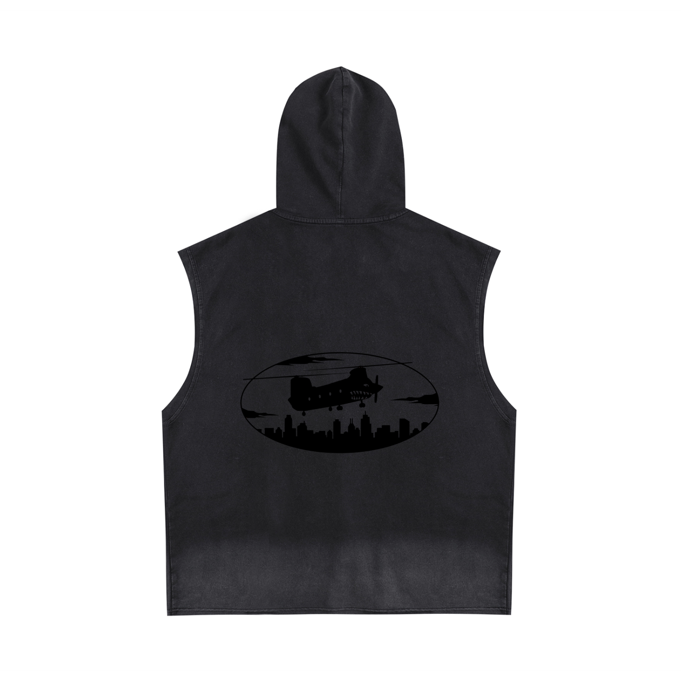 Vintage Washed Zip-Up Hooded Tank Top