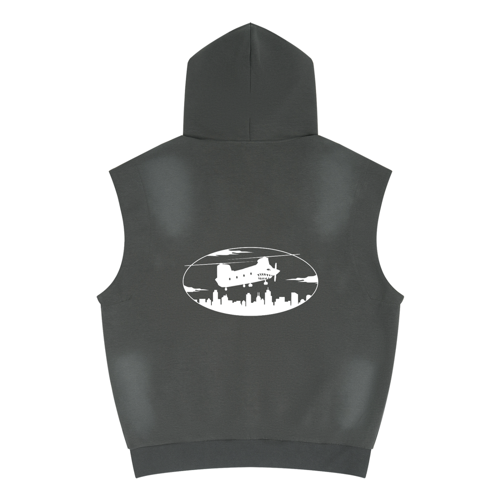Unisex Vintage Wash Sun Fade Sleeveless Hoodie