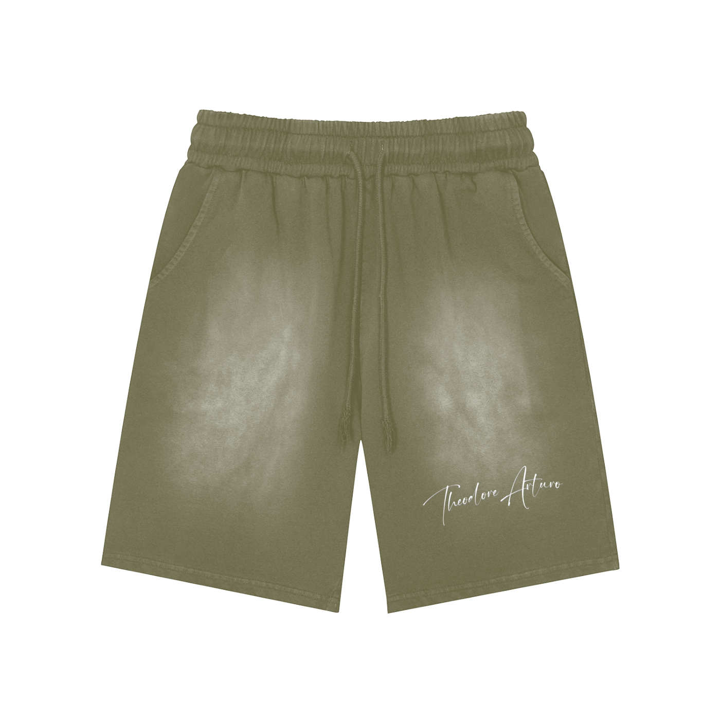 Rectangle Patch Monkey Washed Shorts