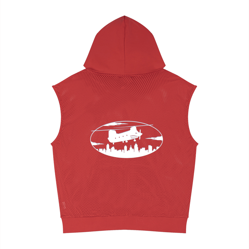 Unisex Panel Mesh Sleeveless Hoodie