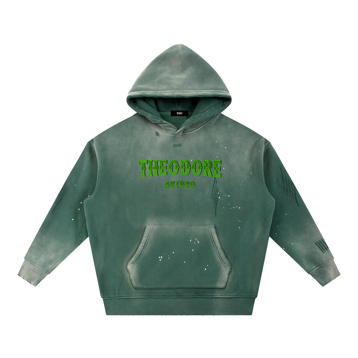 Vintage Washed Frayed Fleece Hoodie Heavyweight
