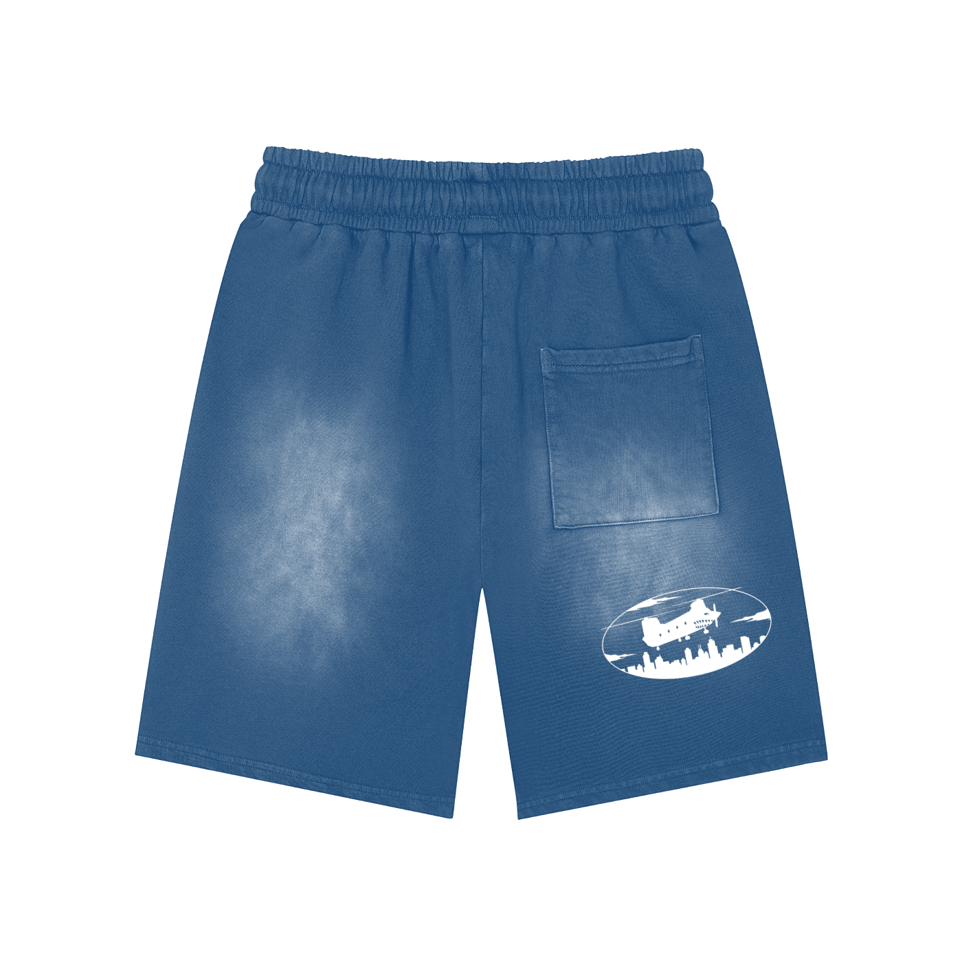 Rectangle Patch Monkey Washed Shorts