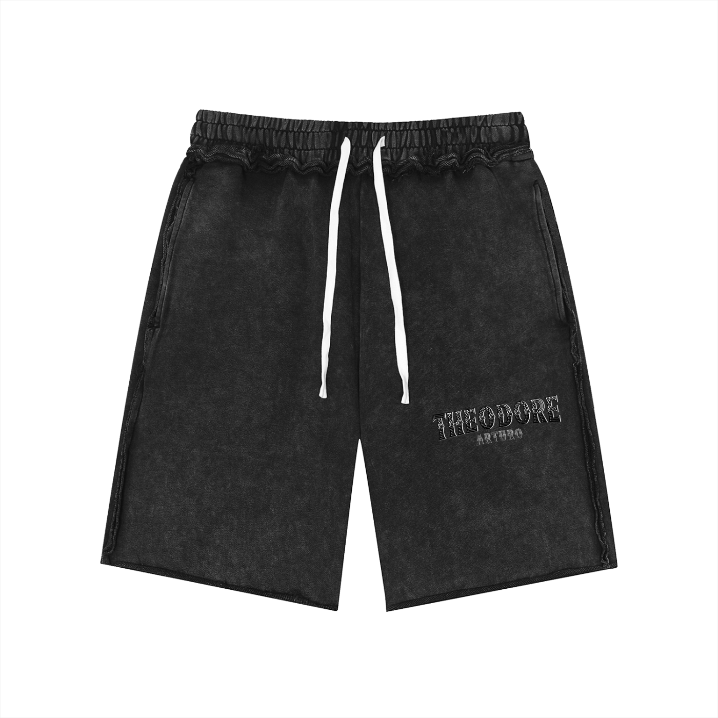 Unisex Mineral Wash Raw Edge Shorts