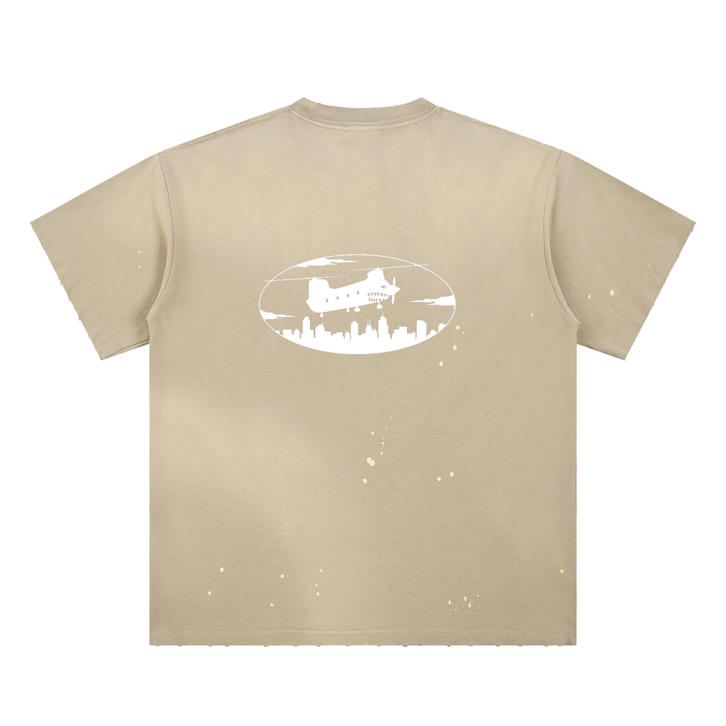 Hand-Frayed Sunfade Paint Splatter T-Shirt