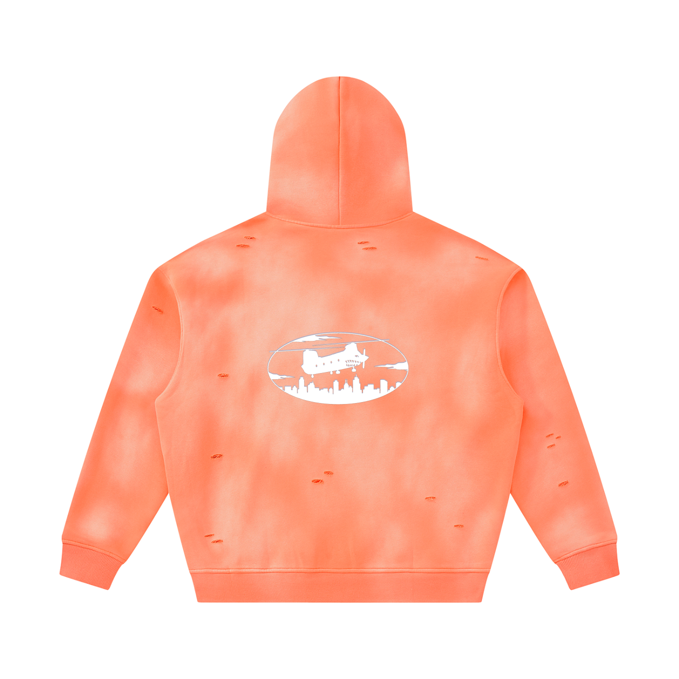 Unisex Sunfade Frayed Fleece Hoodie