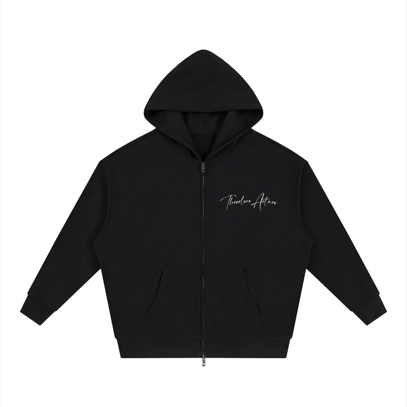 Unisex Loose Solid Full Zip Hoodie