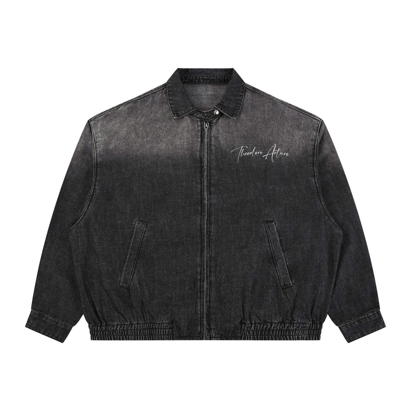 Unisex Vintage Wash Full-Zip Denim Jacket