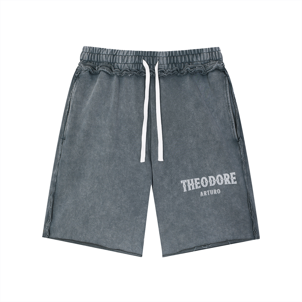 Unisex Mineral Wash Raw Edge Shorts