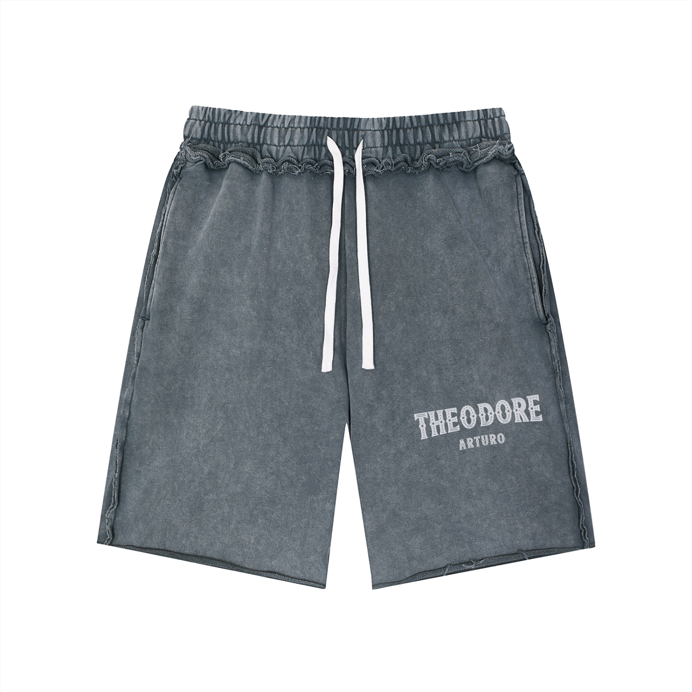 Unisex Mineral Wash Raw Edge Shorts