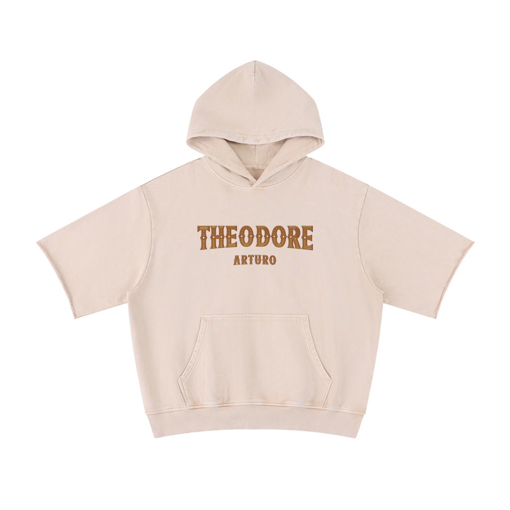 Unisex Mineral Wash Short Sleeve Hoodie