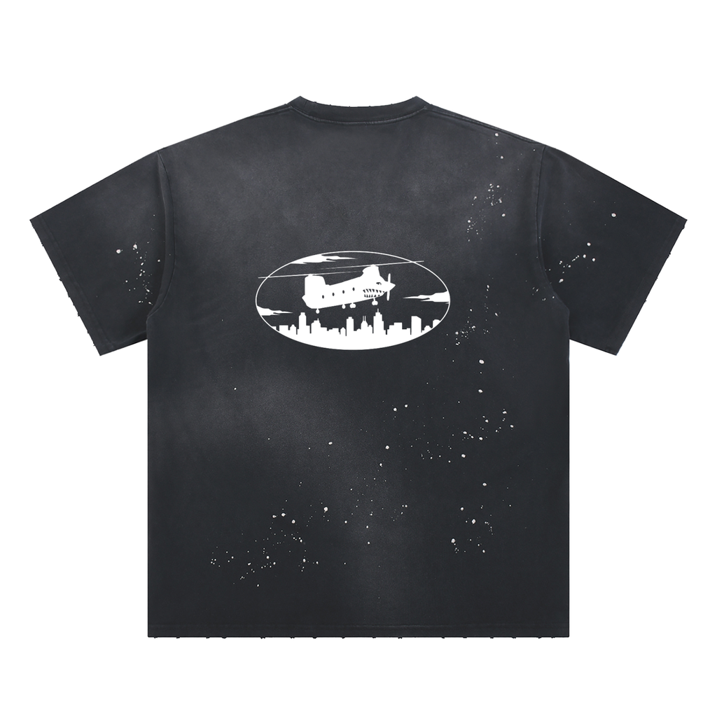 Hand-Frayed Sunfade Paint Splatter T-Shirt