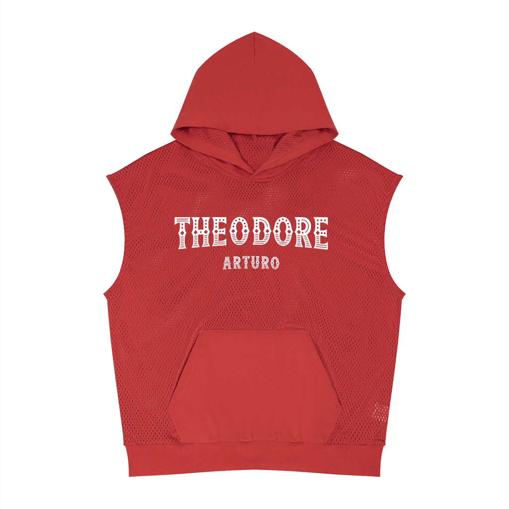 Unisex Panel Mesh Sleeveless Hoodie