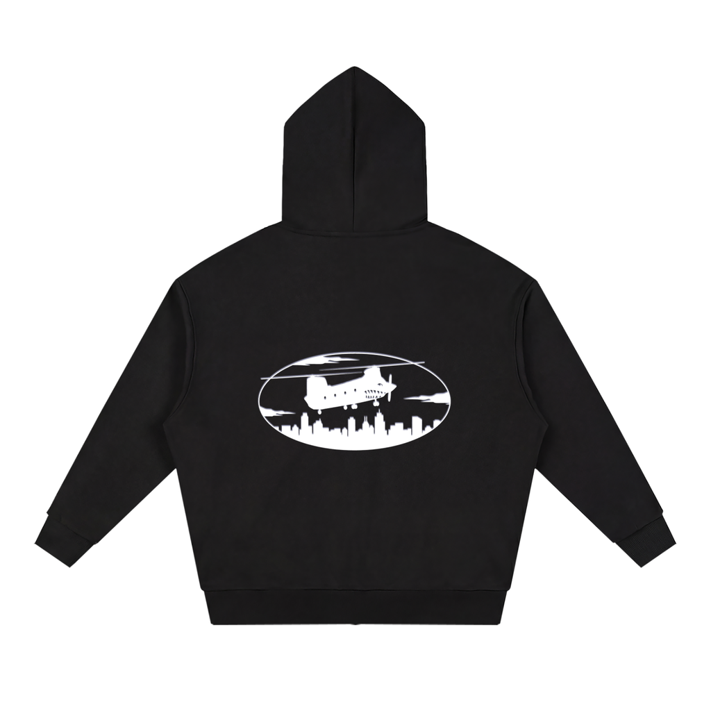 Unisex Loose Solid Full Zip Hoodie