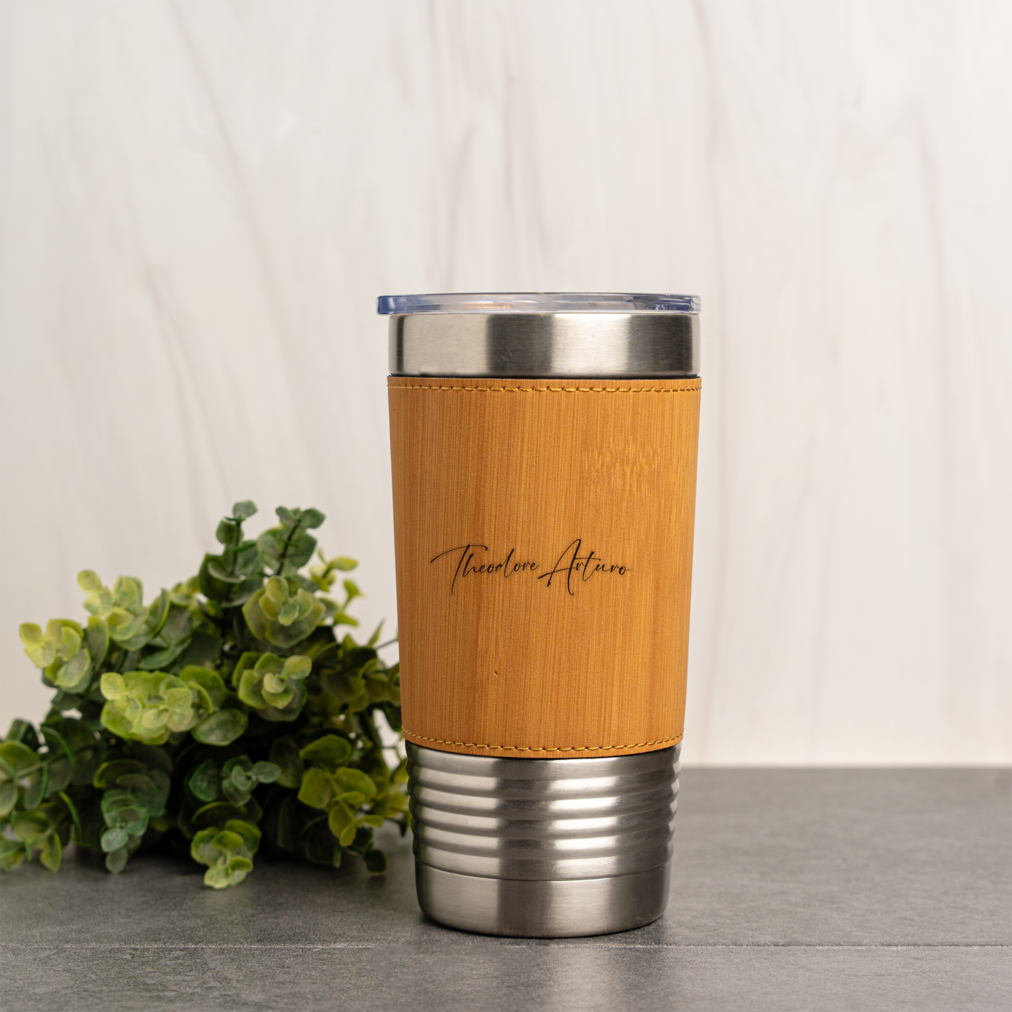 20oz Leather Wrapped Tumbler
