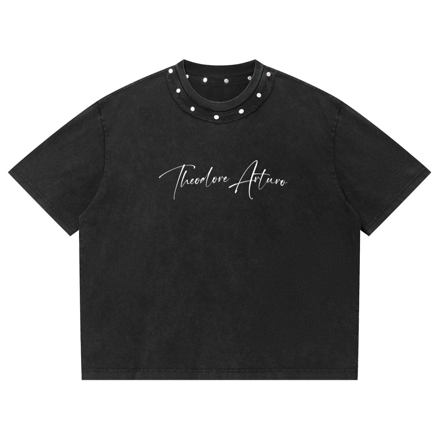 Unisex Washed Boxy Studded T-Shirt