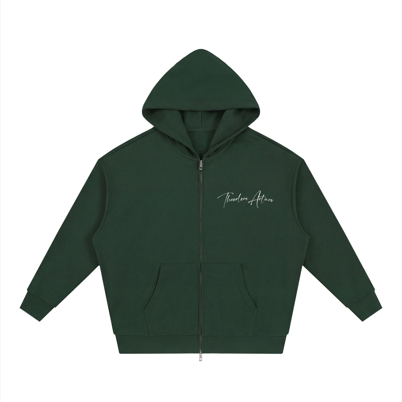 Unisex Loose Solid Full Zip Hoodie