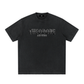 Heavyweight Vintage Washed Frayed T-Shirt Black Lettering